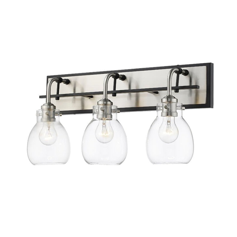 Z-Lite Kraken 22" 3-Light Matte Black and Brushed Nickel Vanity Light With Clear Glass Shade