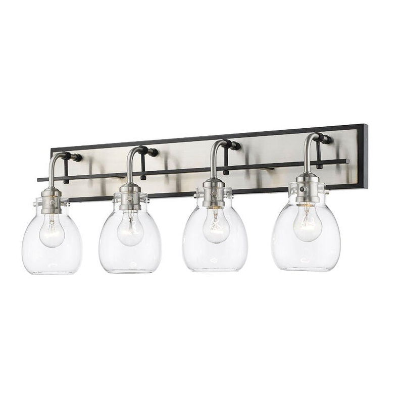 Z-Lite Kraken 30" 4-Light Matte Black and Brushed Nickel Vanity Light With Clear Glass Shade