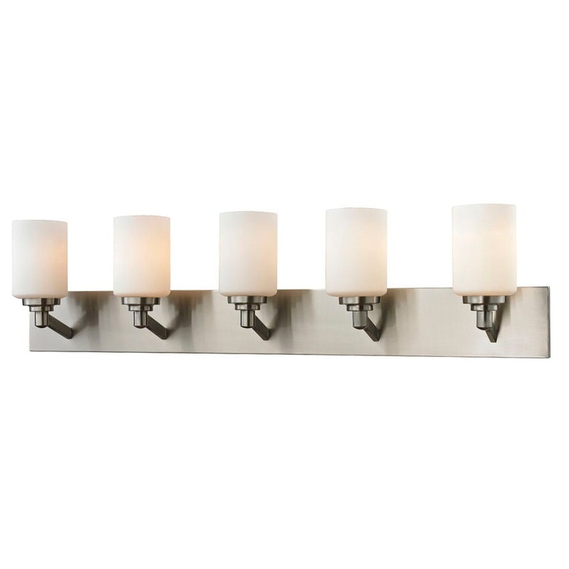 Z-Lite Montego 39" 5-Light Brushed Nickel Vanity Light With Matte Opal Glass Shade