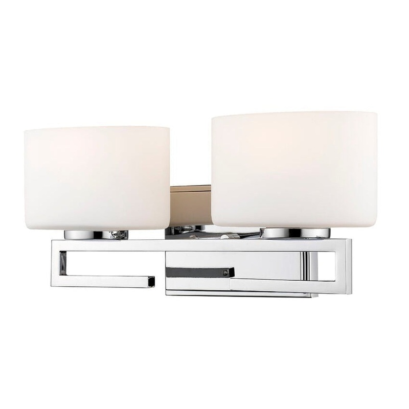 Z-Lite Privet 16" 2-Light LED Chrome Vanity Light With Matte Opal Glass Shade