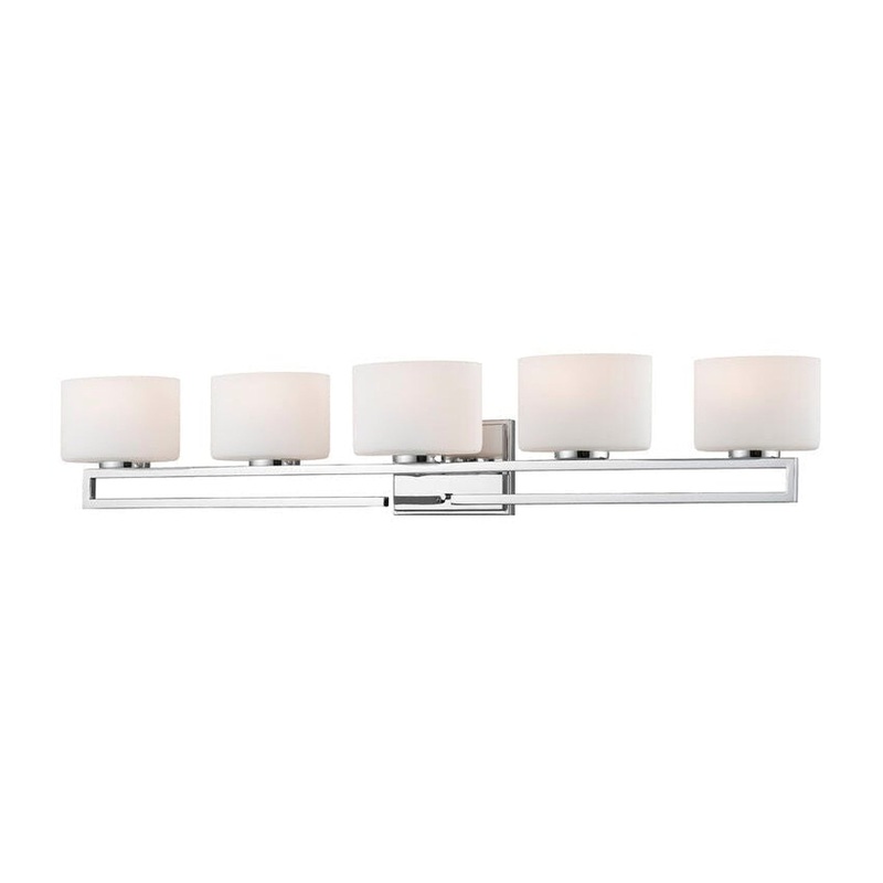 Z-Lite Privet 41" 5-Light LED Chrome Vanity Light With Matte Opal Glass Shade