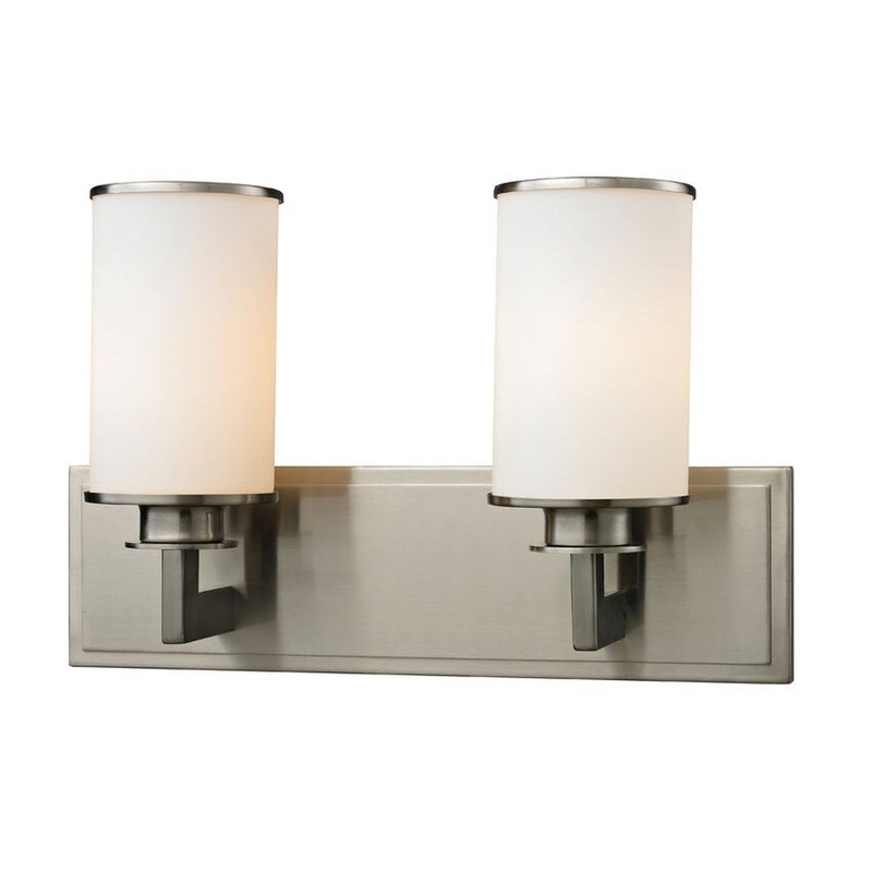 Z-Lite Savannah 16" 2-Light Brushed Nickel Vanity Light With Matte Opal Glass Shade