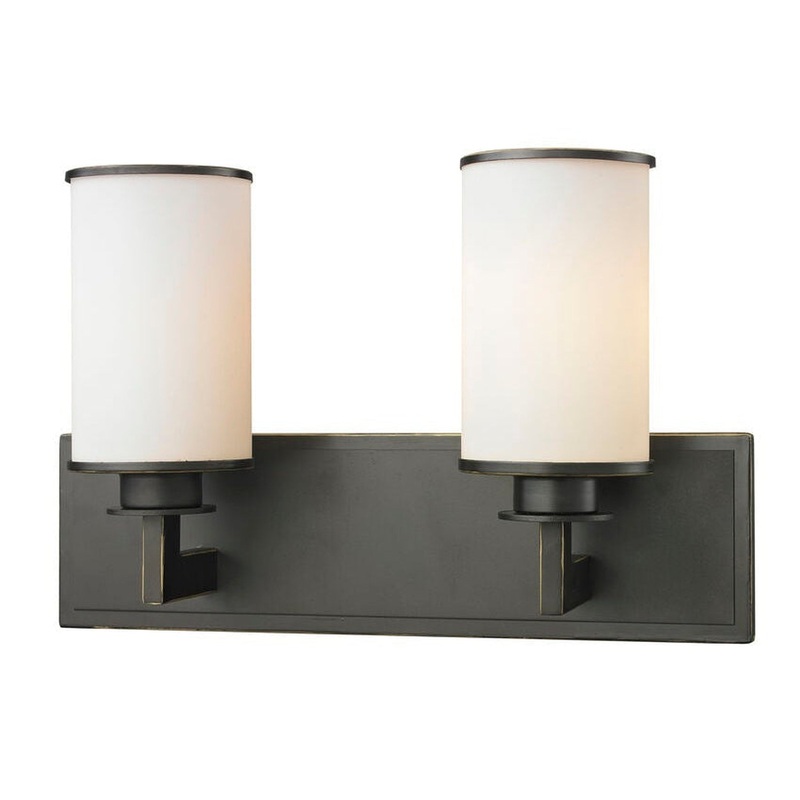 Z-Lite Savannah 16" 2-Light Olde Bronze Vanity Light With Matte Opal Glass Shade