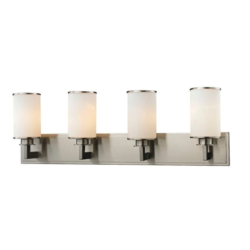 Z-Lite Savannah 32" 4-Light Brushed Nickel Vanity Light With Matte Opal Glass Shade
