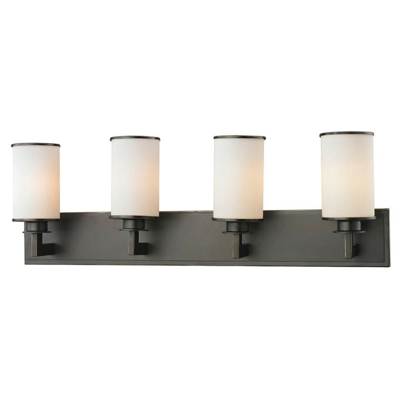 Z-Lite Savannah 32" 4-Light Olde Bronze Vanity Light With Matte Opal Glass Shade