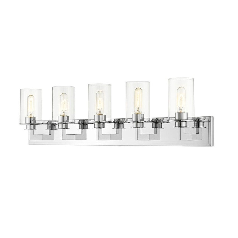 Z-Lite Savannah 39" 5-Light Chrome Vanity Light With Clear Glass Shade