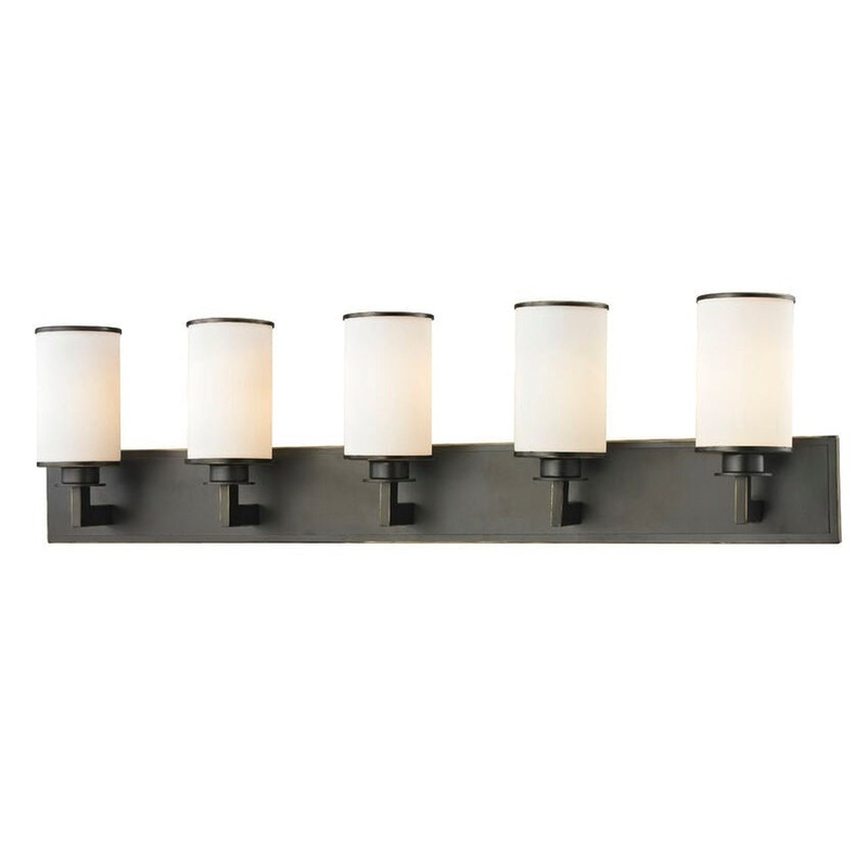 Z-Lite Savannah 39" 5-Light Olde Bronze Vanity Light With Matte Opal Glass Shade