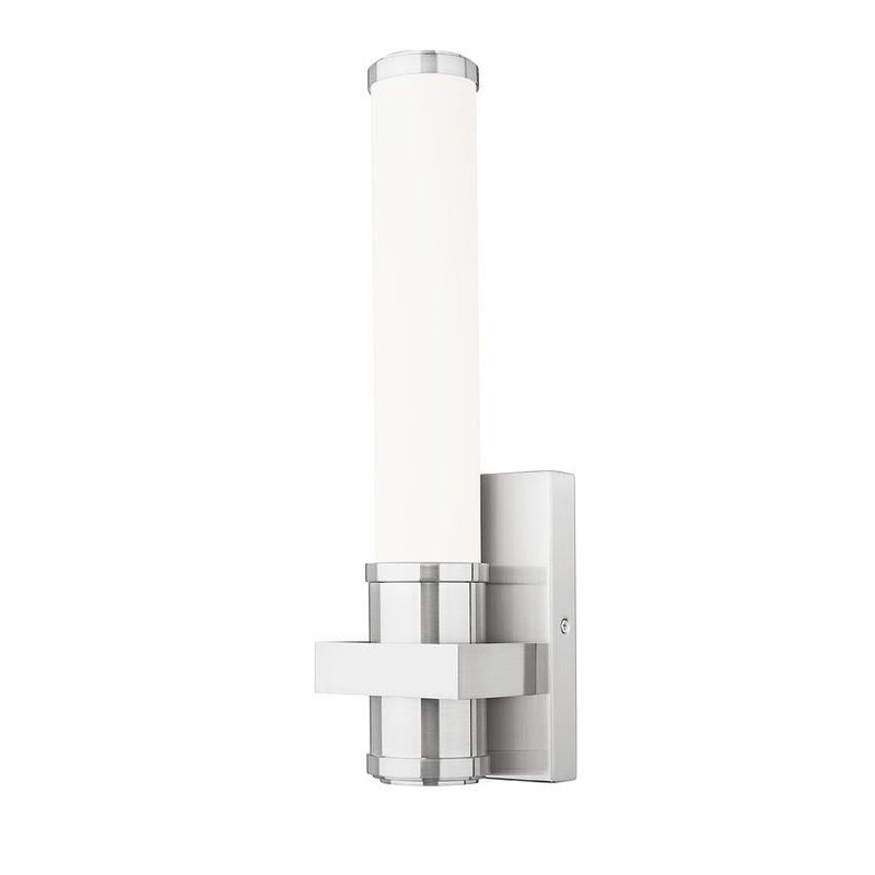 Z-Lite Idris 5" 1-Light LED-Integrated Brushed Nickel Steel Opal White Glass Shade Wall Sconce