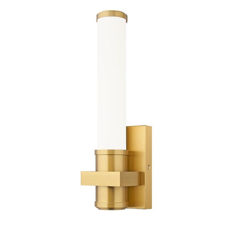 Z-Lite Idris 5" 1-Light LED-Integrated Modern Gold Steel Opal White Glass Shade Wall Sconce