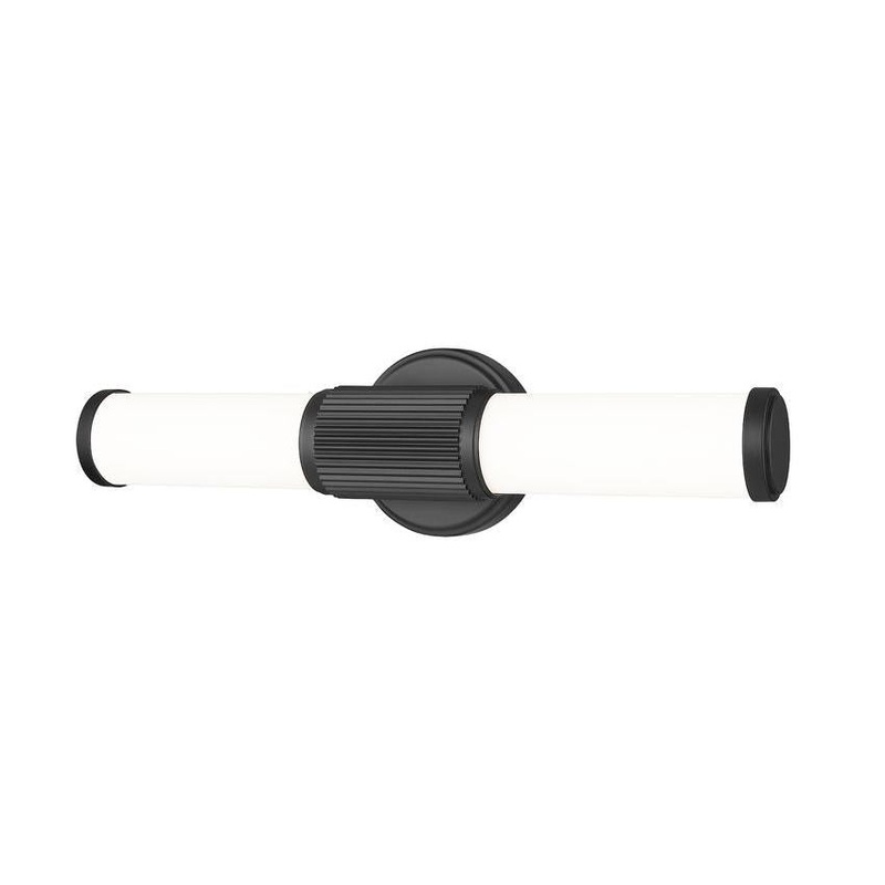 Z-Lite Idris Solange 19" 1-Light LED Integrated Matte Black Steel Opal White Glass Shade Vanity Lighting