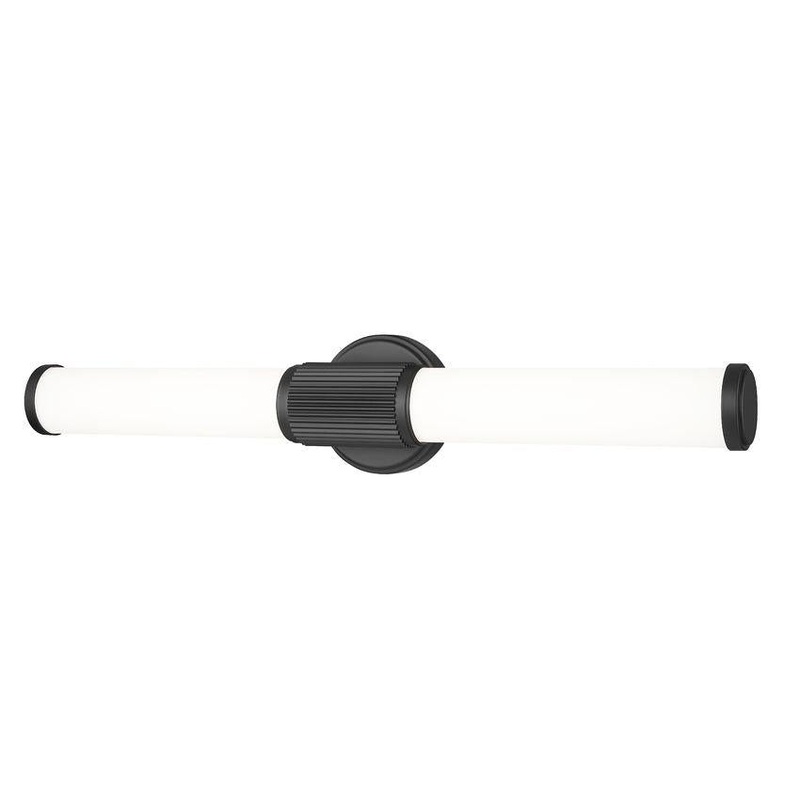 Z-Lite Idris Solange 26" 1-Light LED Integrated Matte Black Steel Opal White Glass Shade Vanity Lighting