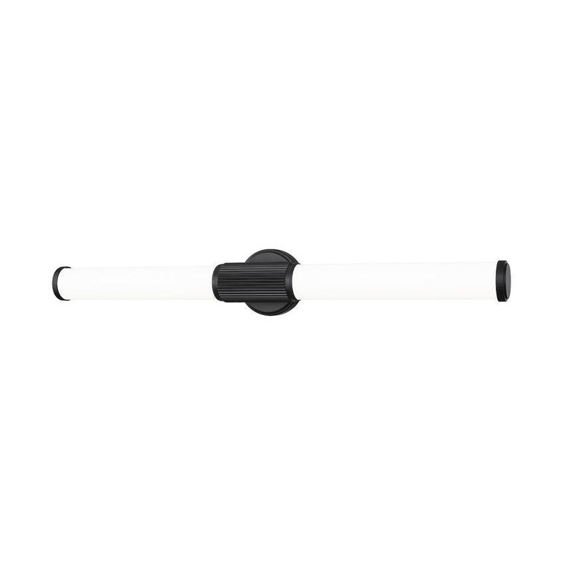 Z-Lite Idris Solange 33" 1-Light LED Integrated Matte Black Steel Opal White Glass Shade Vanity Lighting