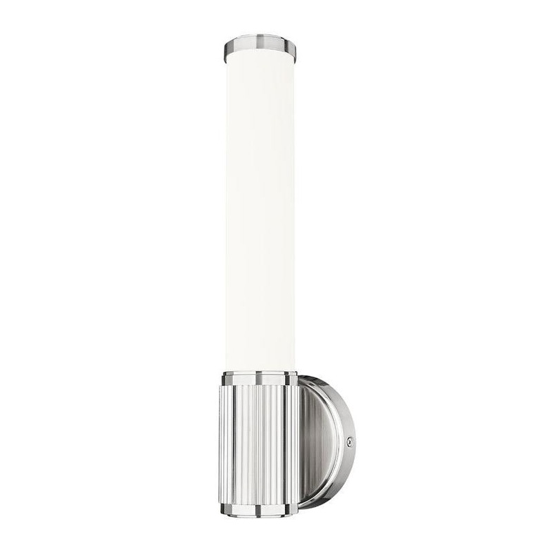 Z-Lite Idris Solange 5" 1-Light LED Integrated Brushed Nickel Steel Opal White Glass Shade Wall Sconce
