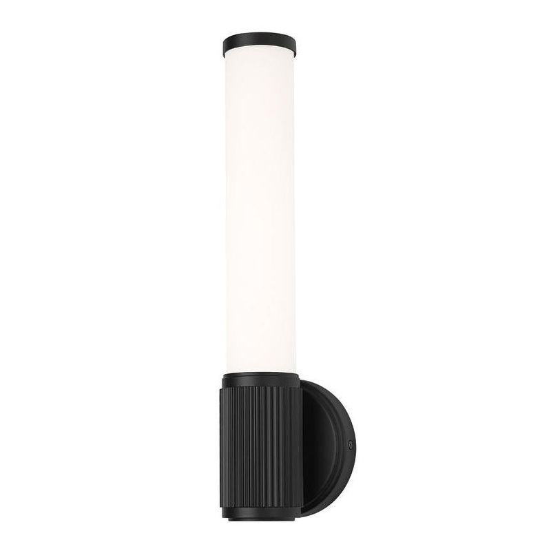 Z-Lite Idris Solange 5" 1-Light LED Integrated Matte Black Steel Opal White Glass Shade Wall Sconce