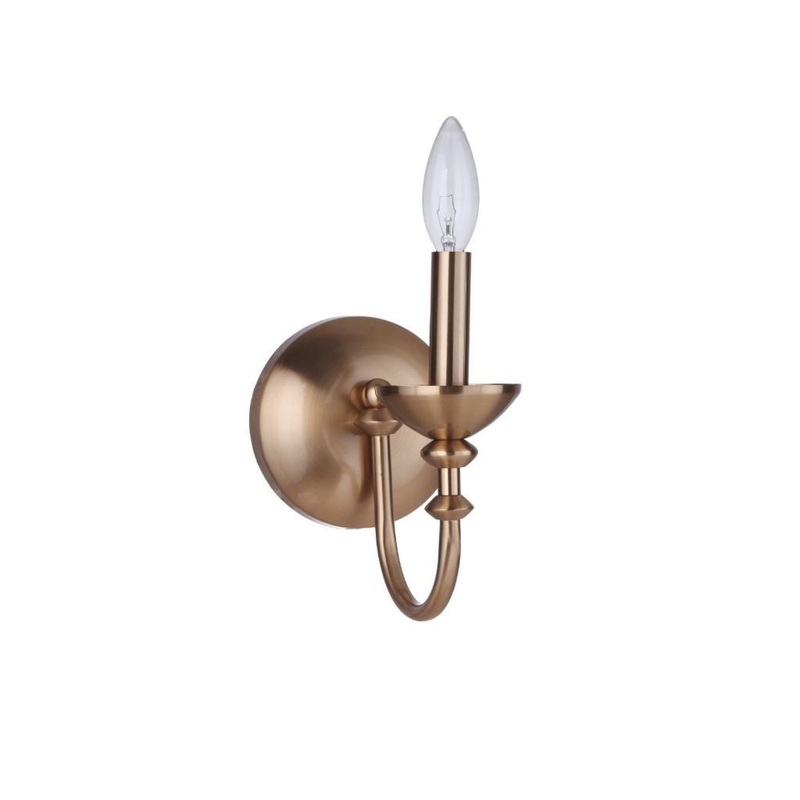 Craftmade Marlowe 5" x 8" 1-Light Satin Brass Candle-Style Wall Sconce