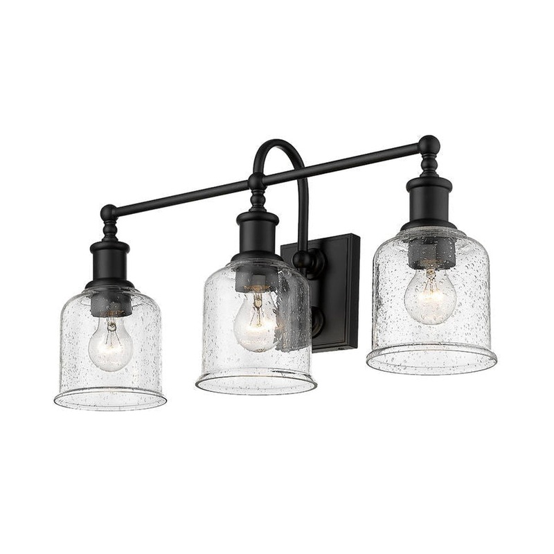 Z-Lite Bryant 24" 3-Light Matte Black Vanity Light With Clear Seedy Glass Shade