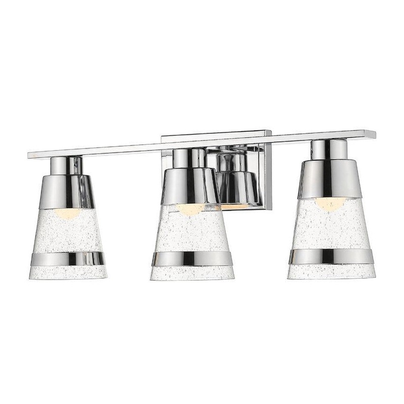 Z-Lite Ethos 22" 3-Light LED Chrome Vanity Light With Seedy Glass Shade