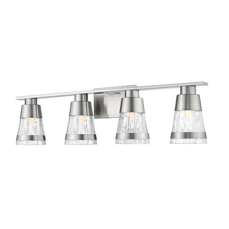 Z-Lite Ethos 32" 4-Light LED Brushed Nickel Vanity Light With Chisel Glass Shade