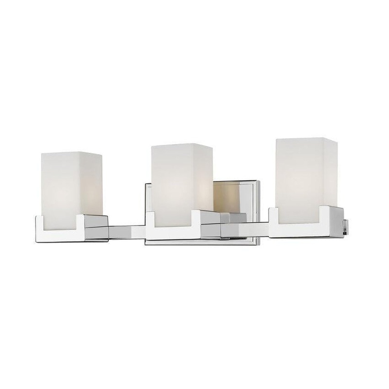 Z-Lite Peak 22" 3-Light LED Chrome Vanity Light With Clear and Matte Opal Shade