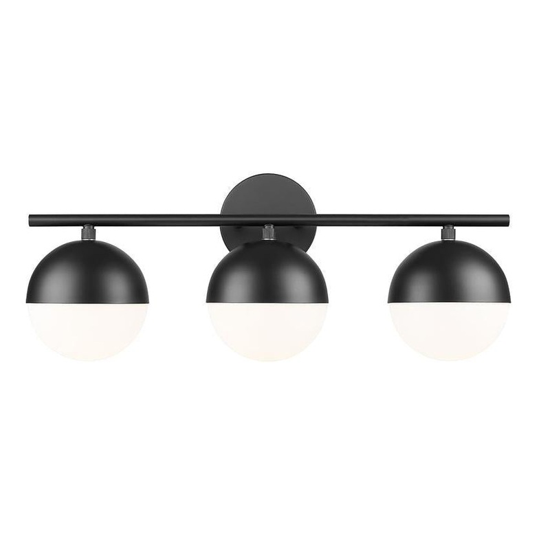 Z-Lite Realm Sphere 24" 3-Light Medium Base Matte Black Steel Matte Opal Glass Shade Vanity Lighting