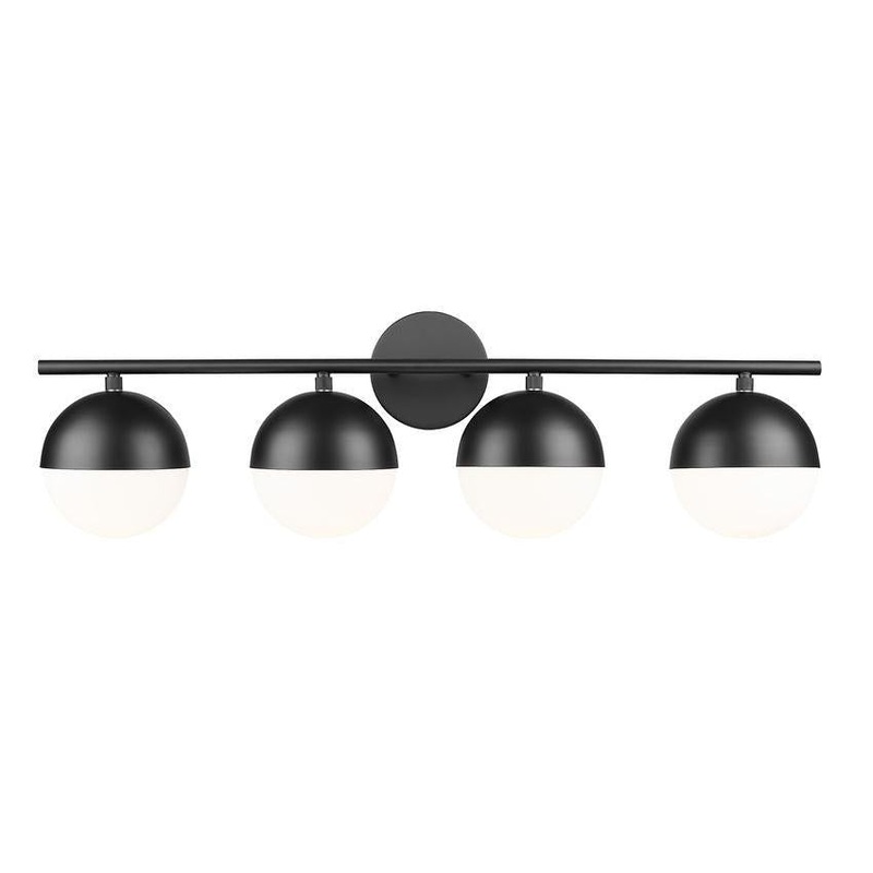 Z-Lite Realm Sphere 32" 4-Light Medium Base Matte Black Steel Matte Opal Glass Shade Vanity Lighting