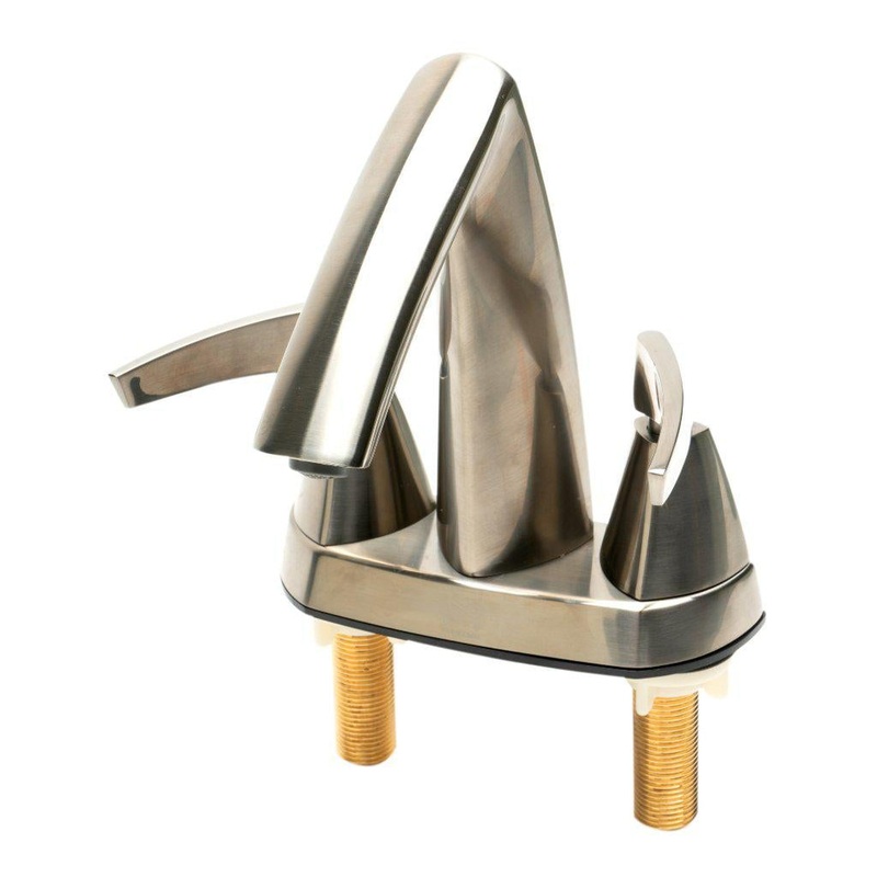 ALFI Brand AB1003-BN Brushed Nickel Centerset Brass Bathroom Sink Faucet With Two Lever Handles