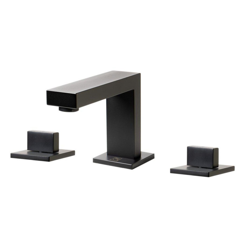 ALFI Brand AB1322-BM Black Matte Widespread Square Spout Brass Bathroom Sink Faucet With Double knob