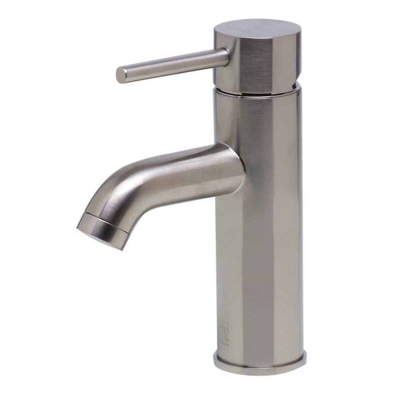 ALFI Brand AB1433-BN Brushed Nickel Single Hole Round Spout Brass Bathroom Sink Faucet With Single Lever
