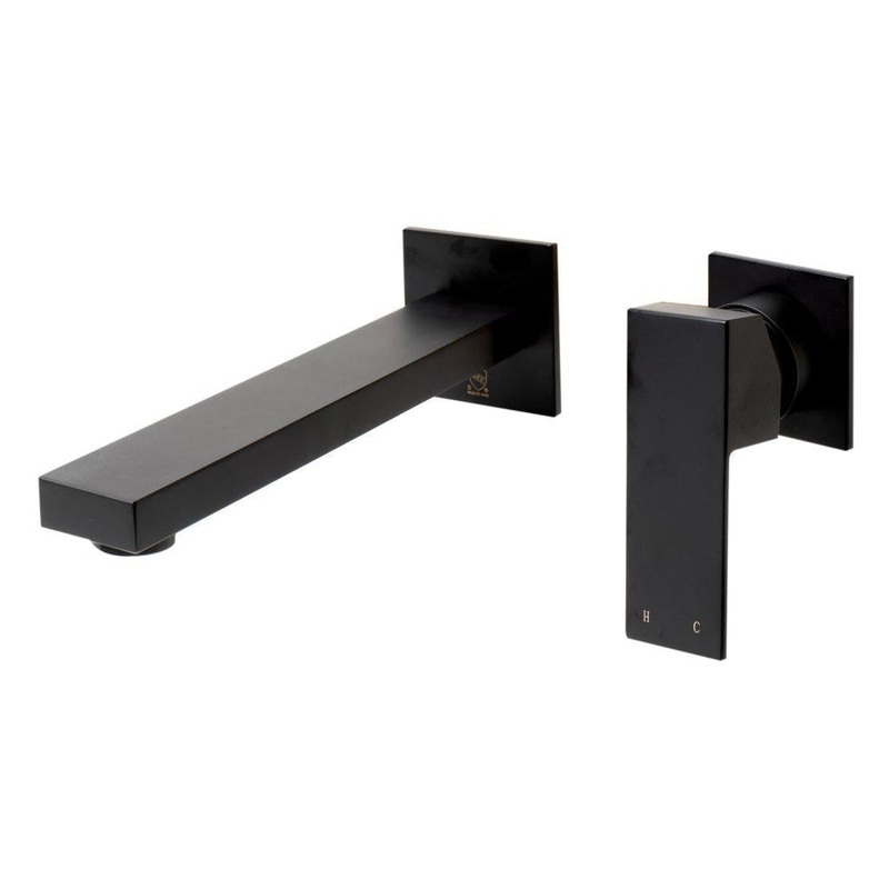 ALFI Brand AB1468-BM Black Matte Wall-Mounted Square Spout Brass Bathroom Sink Faucet With Single Lever