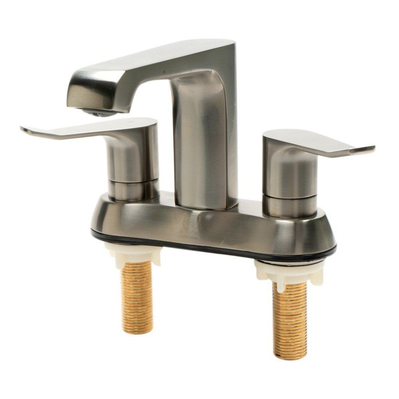 ALFI Brand AB1493-BN Brushed Nickel Centerset Brass Bathroom Sink Faucet With Two Lever Handles