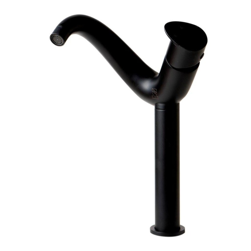 ALFI Brand AB1570-BM Black Matte Vessel Wave Spout Brass Bathroom Sink Faucet With Single Lever