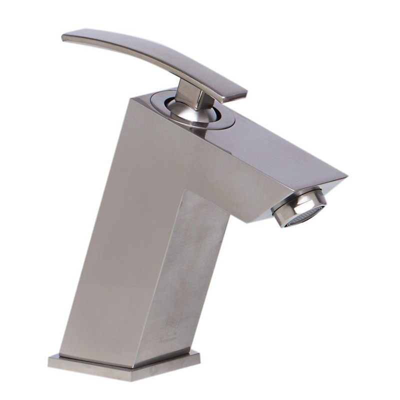 ALFI Brand AB1628-BN Brushed Nickel Single Hole Brass Bathroom Sink Faucet With Single Lever