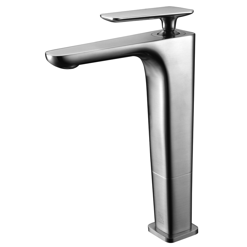 ALFI Brand AB1778-BN Brushed Nickel Vessel Spout Brass Bathroom Sink Faucet With Single Lever