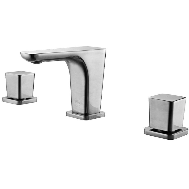 ALFI Brand AB1782-BN Brushed Nickel Widespread Brass Bathroom Sink Faucet With Double Knob