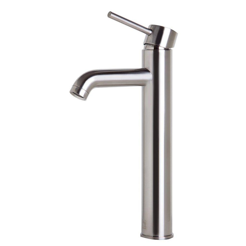 ALFI Brand AB1023-BN Brushed Nickel Vessel Round Spout Brass Bathroom Sink Faucet With Single Lever