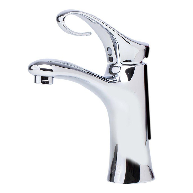 ALFI Brand AB1295-PC Polished Chrome Single Hole Brass Bathroom Sink Faucet With Curled Single Lever