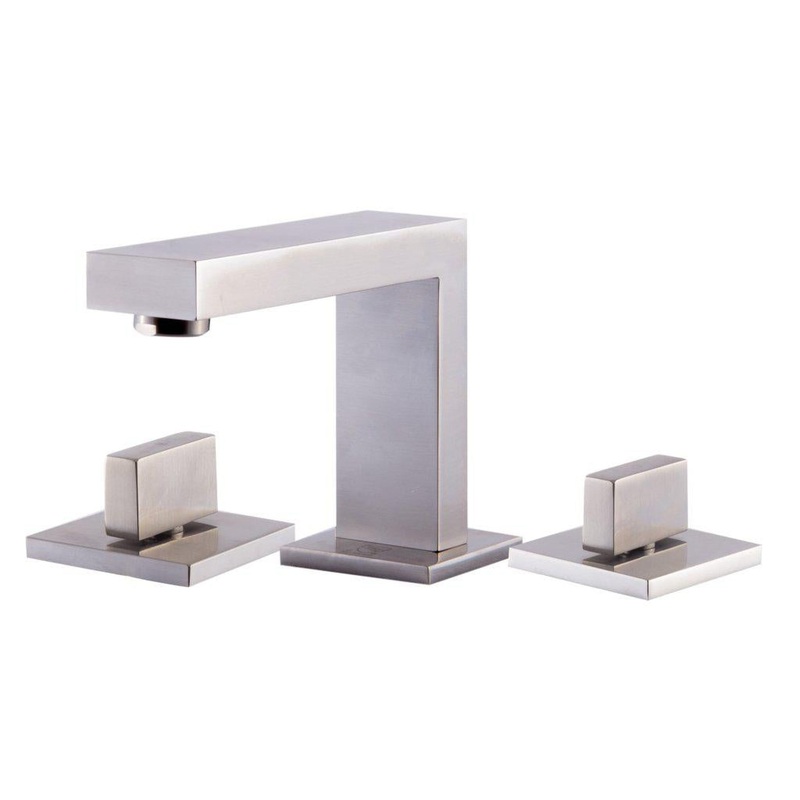 ALFI Brand AB1322-BN Brushed Nickel Widespread Square Spout Brass Bathroom Sink Faucet With Double Knob