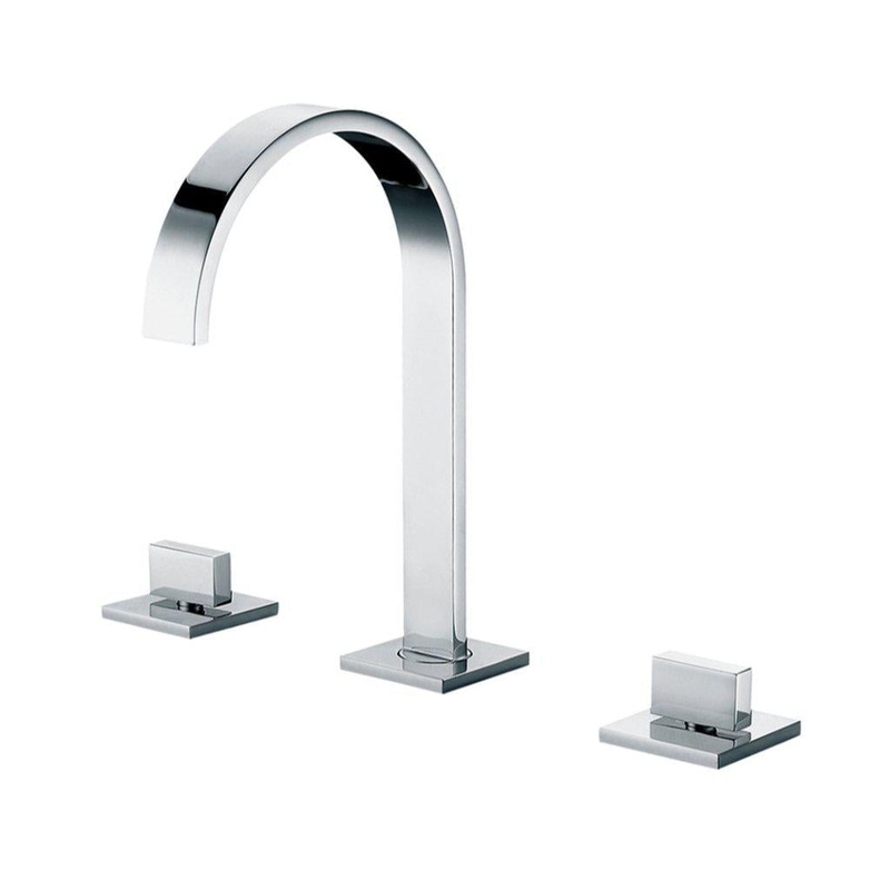 ALFI Brand AB1336-PC Polished Chrome Widespread Gooseneck Spout Brass Bathroom Sink Faucet With Double Knob