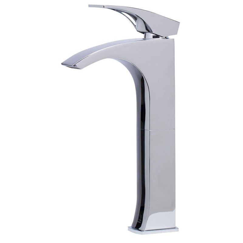 ALFI Brand AB1587-PC Polished Chrome Vessel Curved Spout Brass Bathroom Sink Faucet With Single Lever