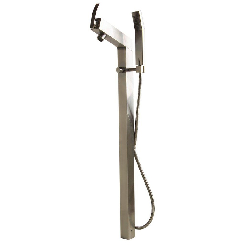 ALFI Brand AB2728-BN Brushed Nickel Floor Mounted Tub Filler + Mixer With Hand Held Shower Head