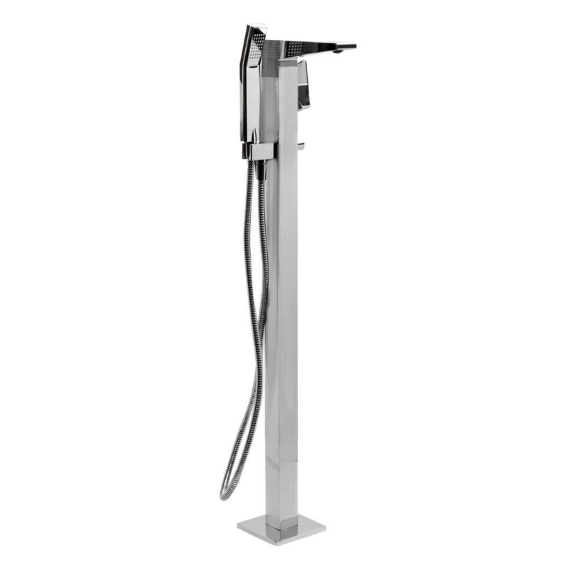 ALFI Brand AB2475-PC Polished Chrome Single Hole Floor Mounted Tub Filler With Hand-Held Shower Head