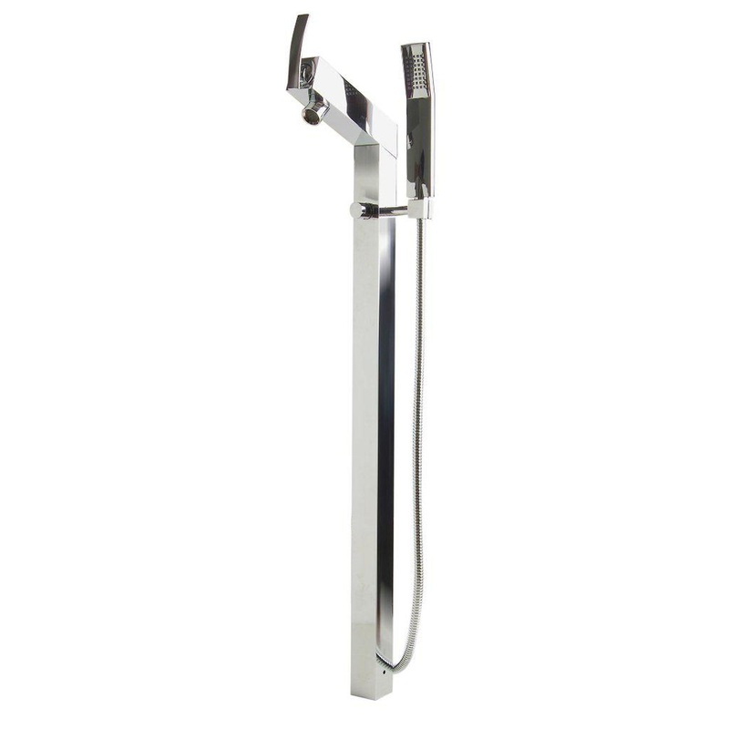 ALFI Brand AB2728-PC Polished Chrome Floor Mounted Tub Filler + Mixer With Hand Held Shower Head