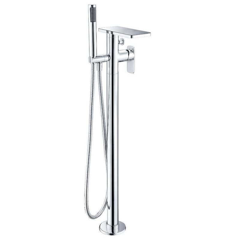 ALFI Brand AB2875-PC Polished Chrome Freestanding Floor Mounted Bath Tub Filler With Hand Held Shower Head