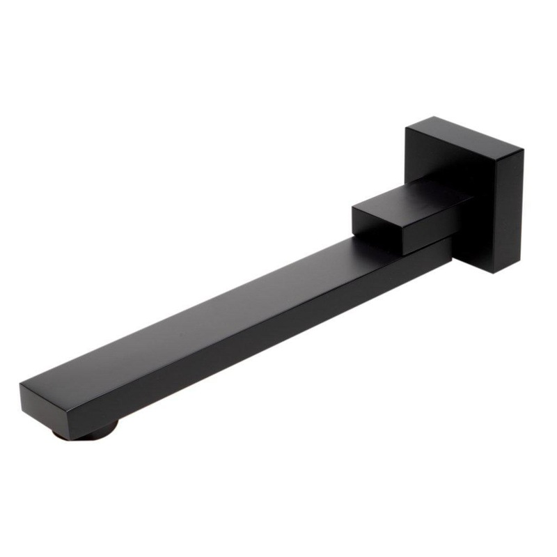 ALFI Brand AB7701-BM Black Matte Wall-Mounted Solid Brass Square Foldable Tub Spout