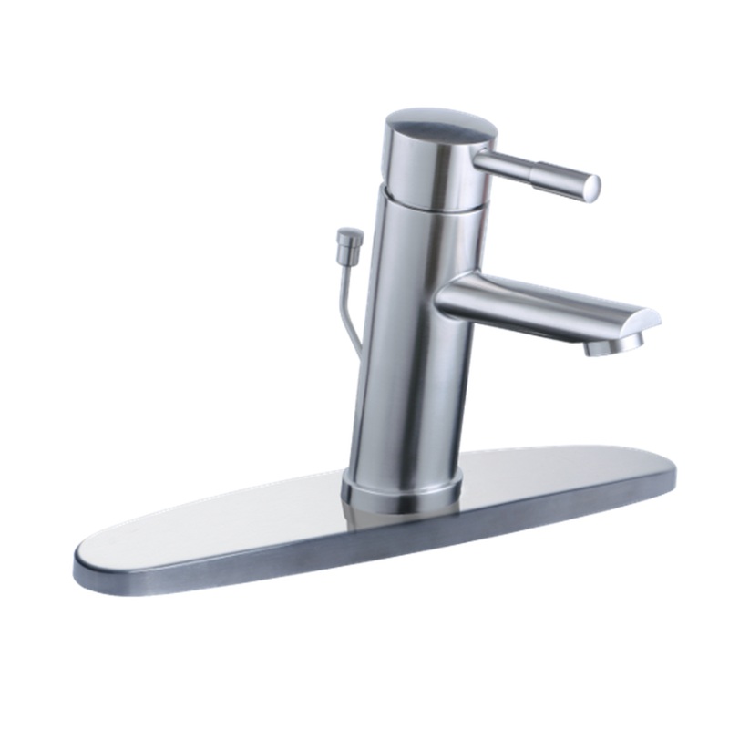 AFAstainless Solid T-304 Brushed Stainless Steel Modern Single Handle Bathroom Faucet With Stainless Steel Pop-up Drain