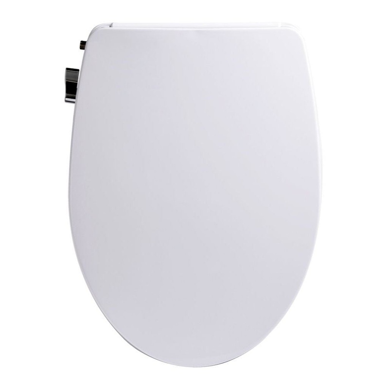 Bio Bidet Slim Zero 14" White Elongated Non-Electric Bidet Toilet Seat With Night Light, Dual Nozzle And Built-in Side Lever