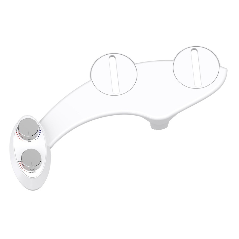Aim to Wash! Metal Series White Non-Electric Bidet Attachment With Dual Nozzles