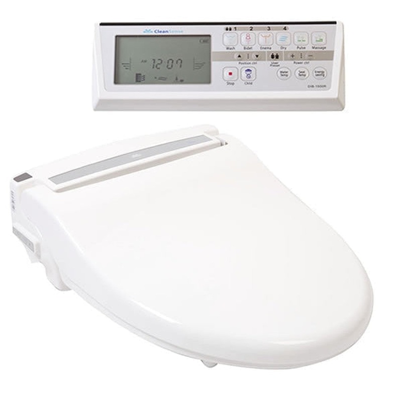 CleanSense DIB-1500R-RW-220 White Advanced Round Bidet Seat With LCD Remote Control and Energy Efficient Water Heating System 220V