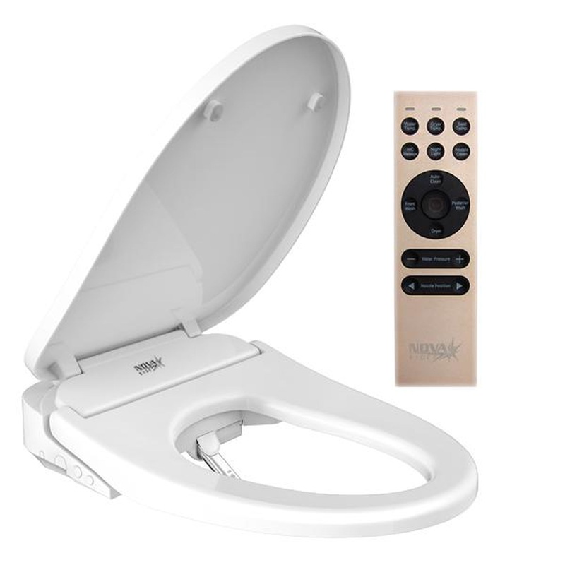 NOVA Eco-NOVA White Nano Antibacterial Water Filtration Elongated Bidet Seat With Remote Control
