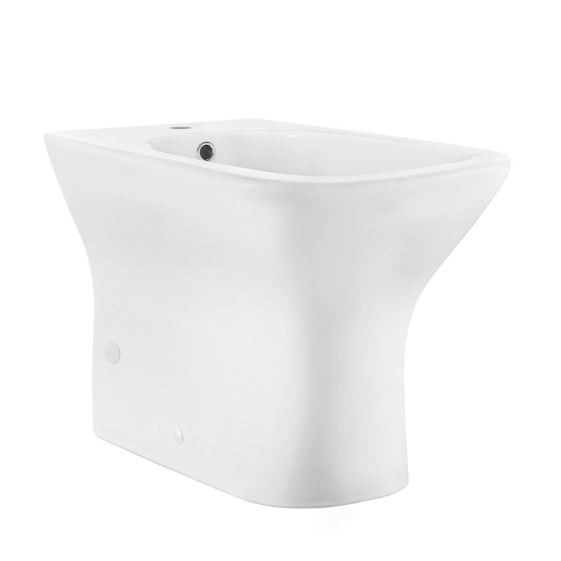 Swiss Madison Carr 22" x 14" Glossy White Square Back-To-Wall Bidet With Single Faucet Hole and Chrome Overflow Cover
